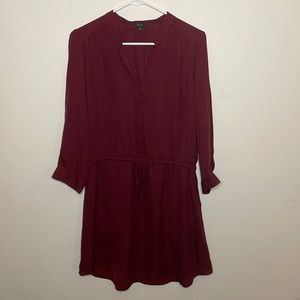 Sheer Maroon Long Sleeve Mini Dress